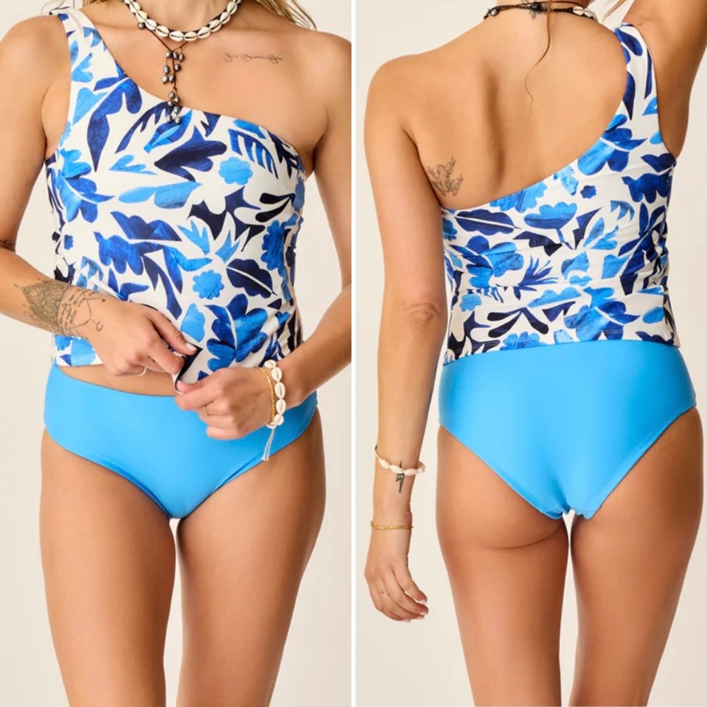 Carve Designs Pipa Compression Bikini Bottom Lagoon Blue High Waist Large New